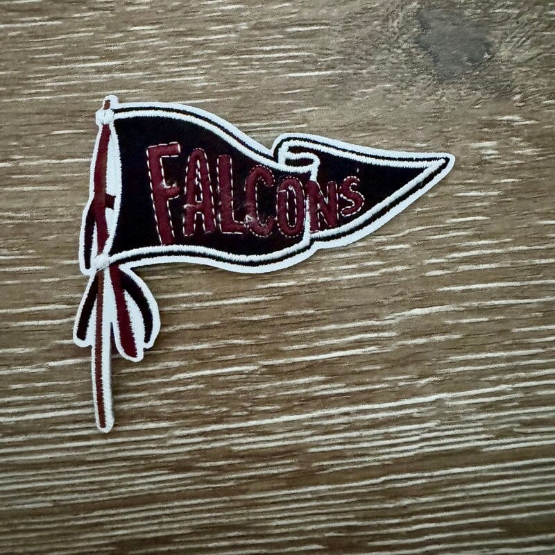 On A Whim Hats Black and Red Pennant Iron-On Patch