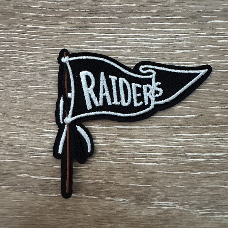 On A Whim Hats Black and White Pennant Flag on Pole Iron-On Patch