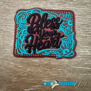 On A Whim Hats Bless Your Heart Iron-On Leather Patch