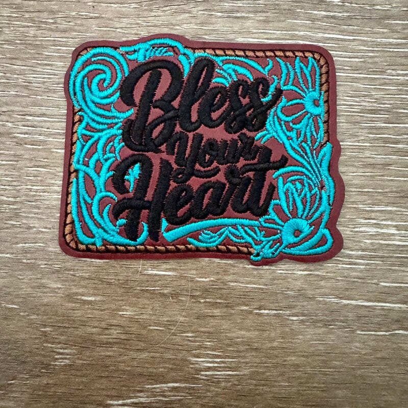 On A Whim Hats Bless Your Heart Iron-On Leather Patch