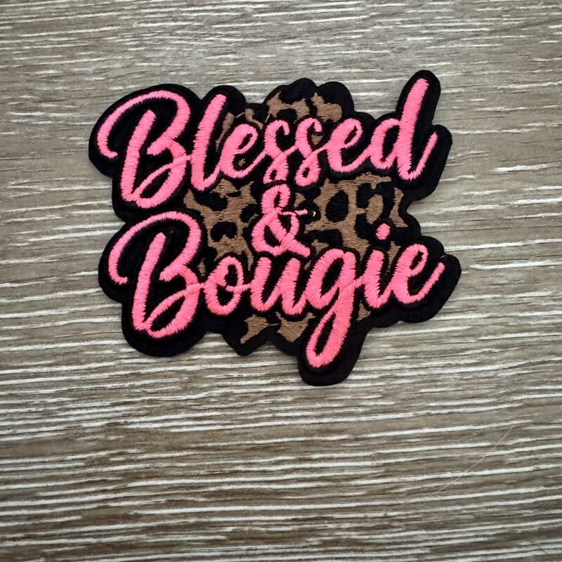 On A Whim Hats Blessed & Bougie Leopard Iron-On Patch (multiple colors)