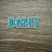 On A Whim Hats Blue &amp; Brown Script Nameplate Iron-On Patch