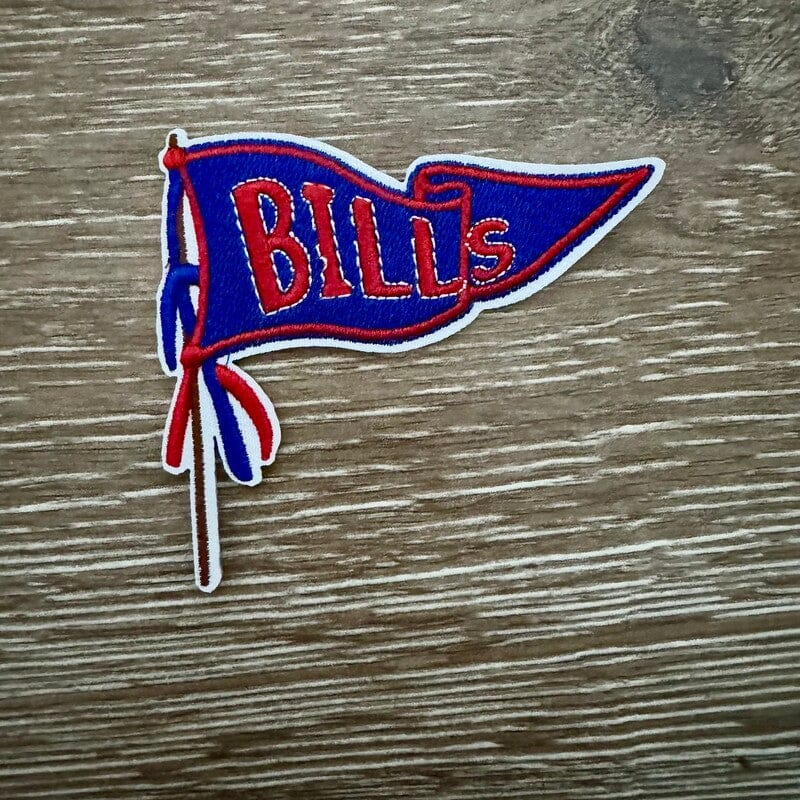 On A Whim Hats Blue and Red Pennant Iron-On Patch