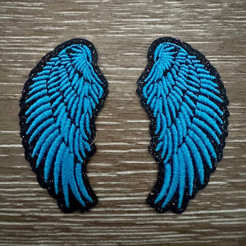 On A Whim Hats Blue Angel Wings Iron-On Patch