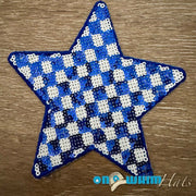 On A Whim Hats Blue Gingham Sequin Star Iron-On Patch