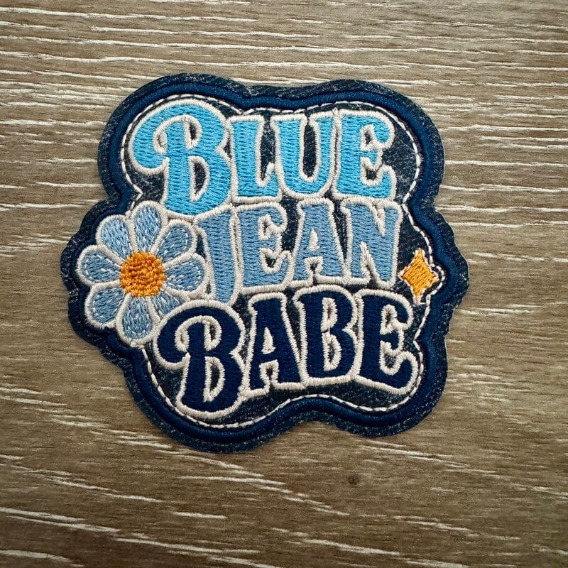 On A Whim Hats Blue Jean Babe Daisy Iron-On Patch