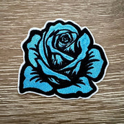 On A Whim Hats Blue Rose Iron-On Patch