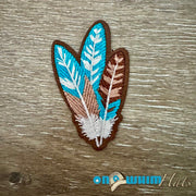 On A Whim Hats Boho Feathers Iron-On Leather Patch