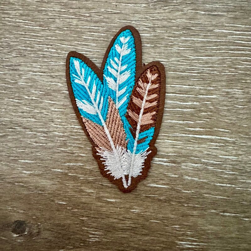 On A Whim Hats Boho Feathers Iron-On Leather Patch