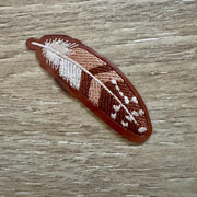 On A Whim Hats Brown Feather Leather Iron-On Patch