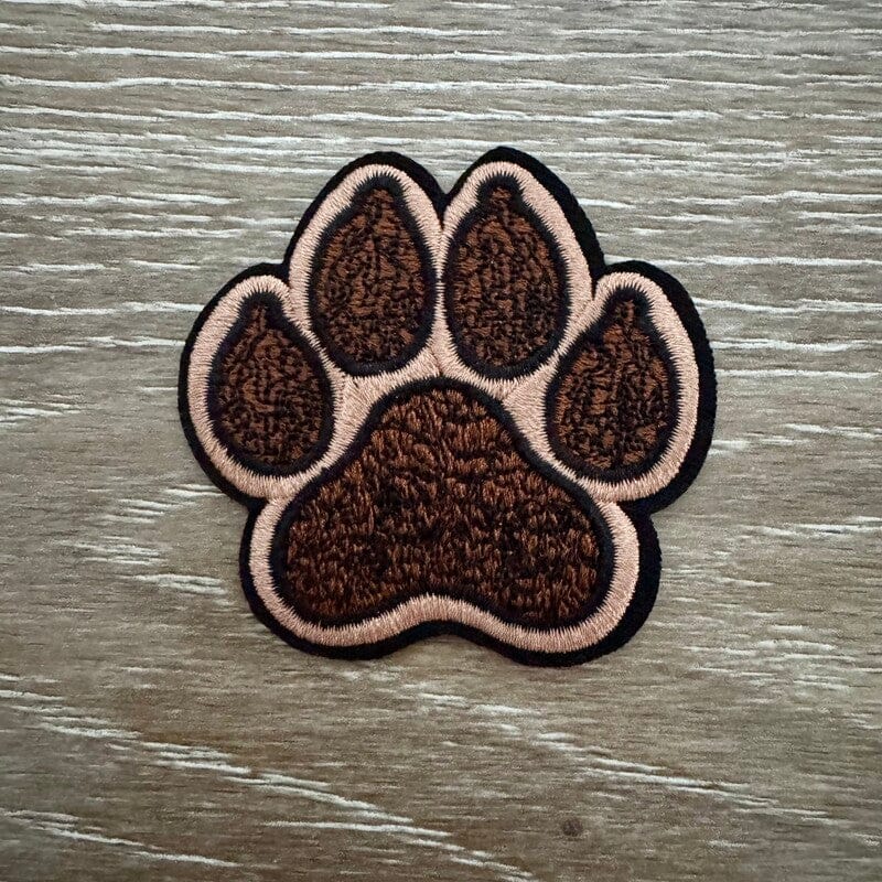 On A Whim Hats Brown Paw Print Iron-On Patch