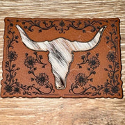 On A Whim Hats Bull-Headed Genuine Cowhide and Leather Iron-On Patch