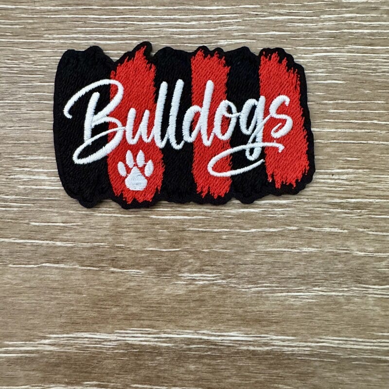 On A Whim Hats Bulldogs Paw Print Script Iron-On Patch