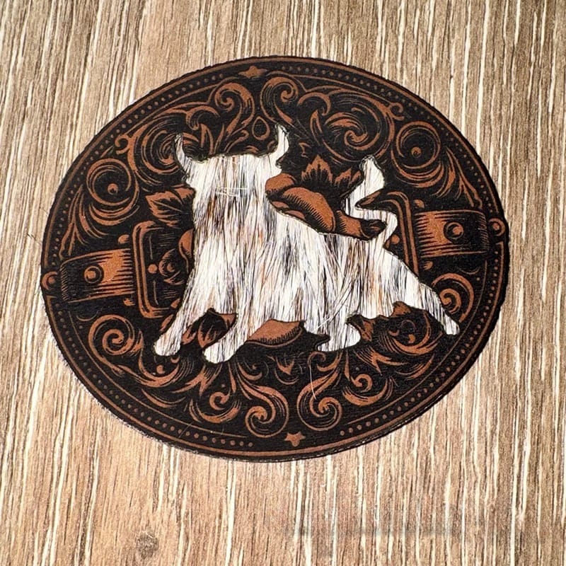On A Whim Hats Bullish Genuine Cowhide and Leather Iron-On Patch