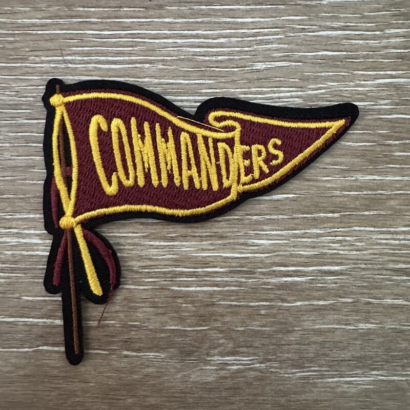 On A Whim Hats Burgundy and Gold Retro Pennant Iron-On Patch