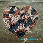 On A Whim Hats Camo Sequin Heart Iron-On Patch (multiple colors)