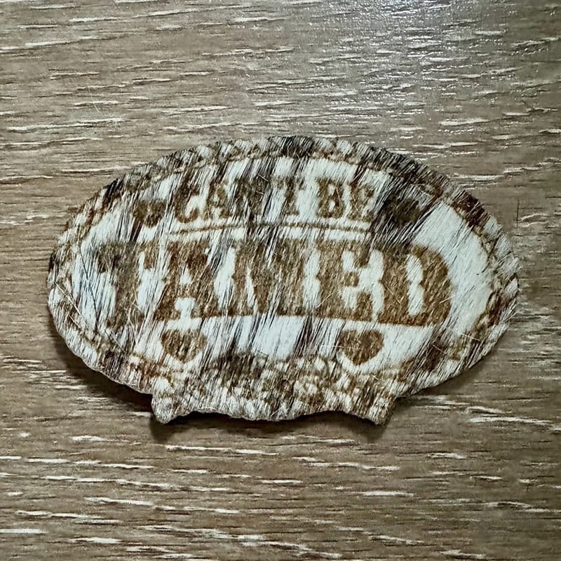 On A Whim Hats Can't Be Tamed Genuine Cowhide Iron-On Patch