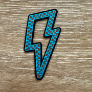 On A Whim Hats Checkerboard Bolt Iron-On Patch