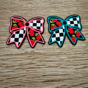 On A Whim Hats Checkered Cherry Bows Iron-On Patch Duo