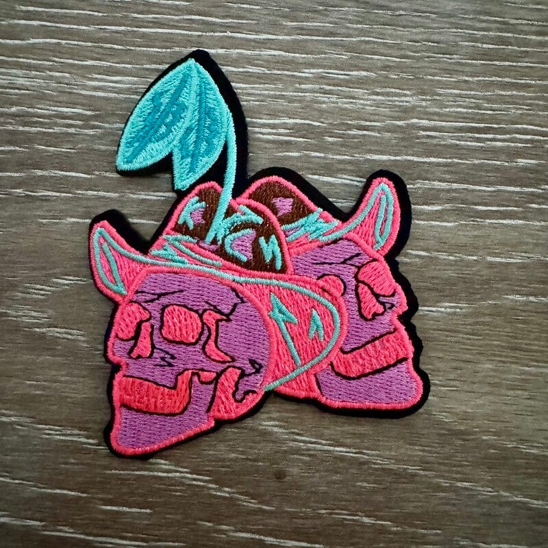 On A Whim Hats Cherry Skull Iron-On Patch