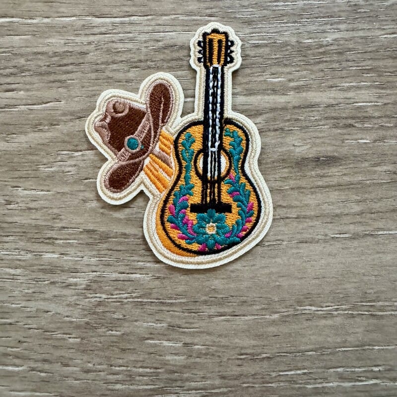 On A Whim Hats Country Guitar Iron-On Patch