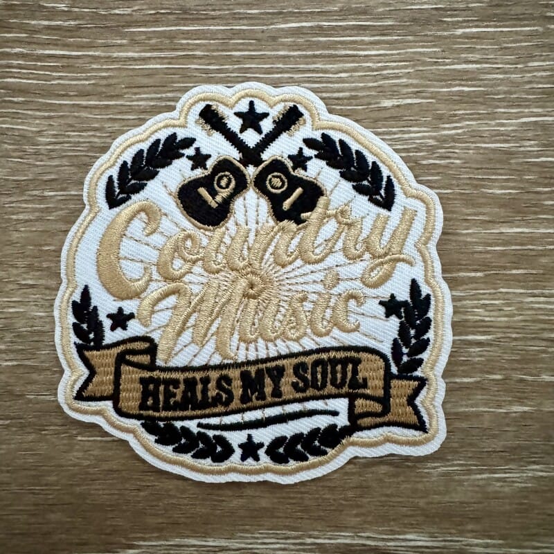 On A Whim Hats Country Music Heals My Soul Iron-On Patch