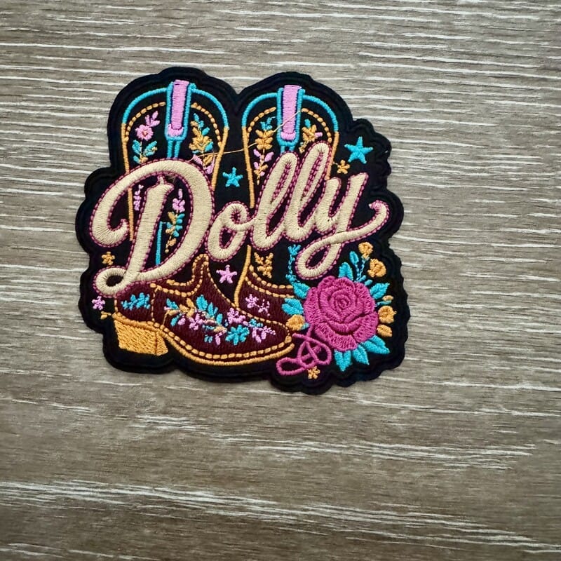 On A Whim Hats Cowboy Boots &amp; Rose Script Iron-On Patch