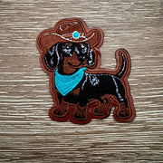 On A Whim Hats Cowboy Dachshund Iron-On Patch