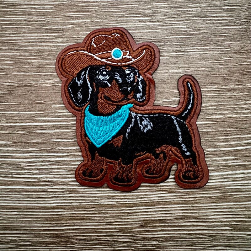 On A Whim Hats Cowboy Dachshund Iron-On Patch