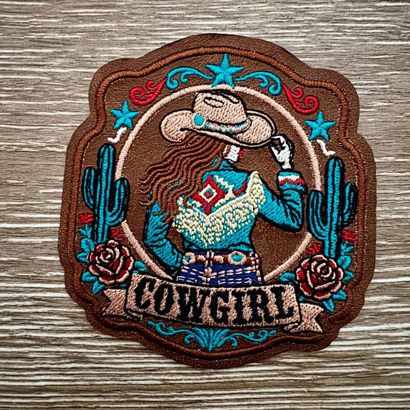 On A Whim Hats Cowgirl Cactus Badge Iron-On Patch