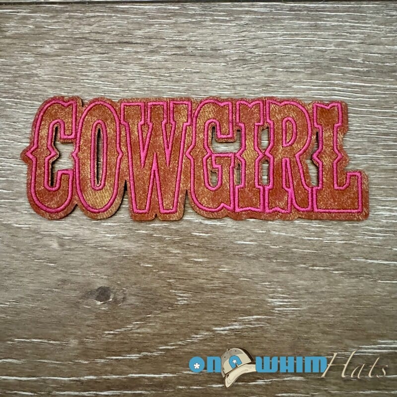 On A Whim Hats Cowgirl Iron-On Leather Patch - Pink