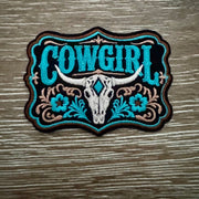 On A Whim Hats Cowgirl Longhorn Skull Iron-On Patch