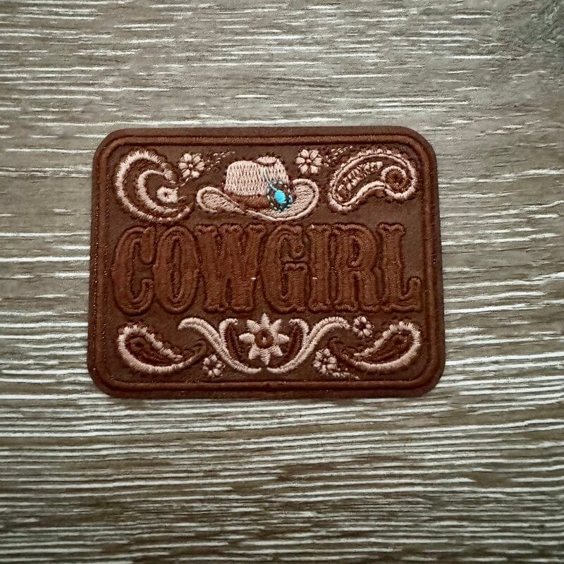 On A Whim Hats Cowgirl Tonal Leather Iron-On Patch