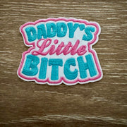 On A Whim Hats Daddy's Little B Pink Outline Iron-On Patch