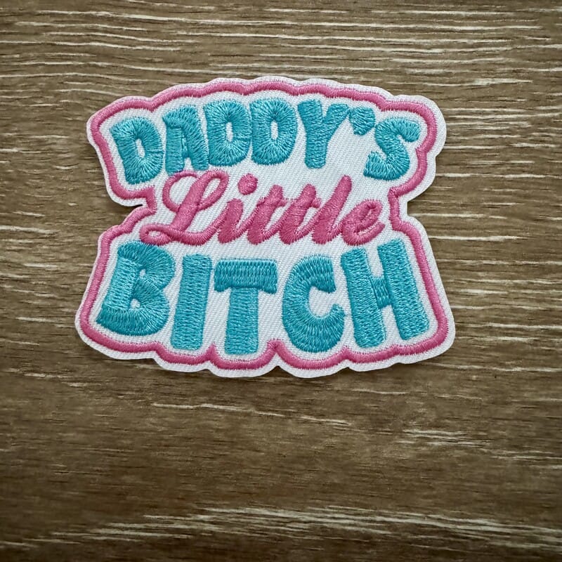 On A Whim Hats Daddy's Little B Pink Outline Iron-On Patch