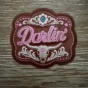 On A Whim Hats Darlin Longhorn Skull Leather Iron-On Patch