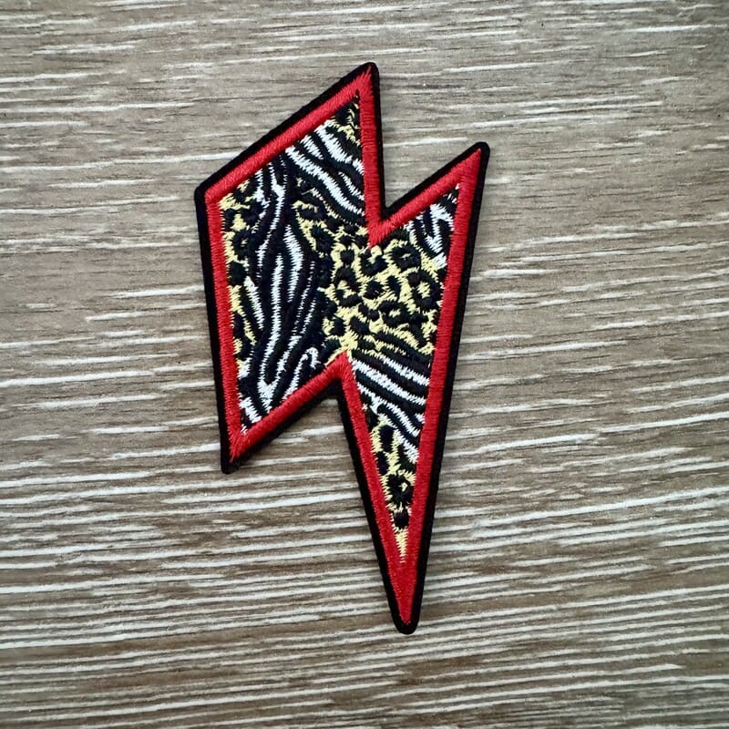 On A Whim Hats Animal Print Lightning Bolt Iron-On Patch
