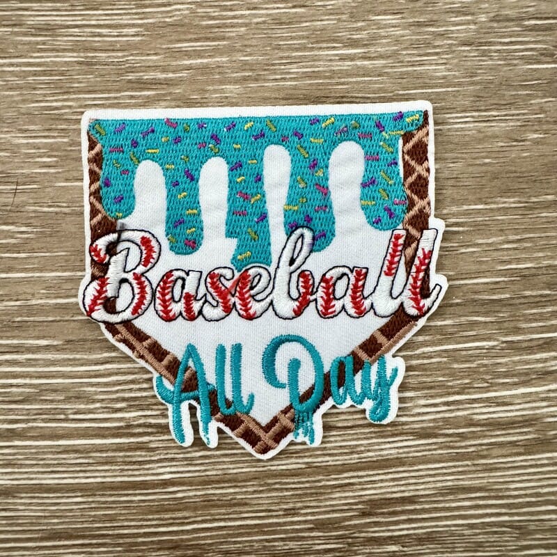 On A Whim Hats Baseball All Day Home Plate Iron-On Patch