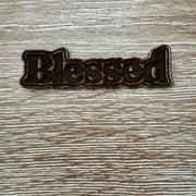On A Whim Hats Blessed Wood-Tone Iron-On Patch