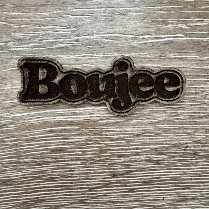 On A Whim Hats Boujee Wood-Tone Iron-On Patch