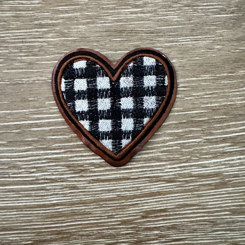 On A Whim Hats Buffalo Plaid Heart Iron-On Patch