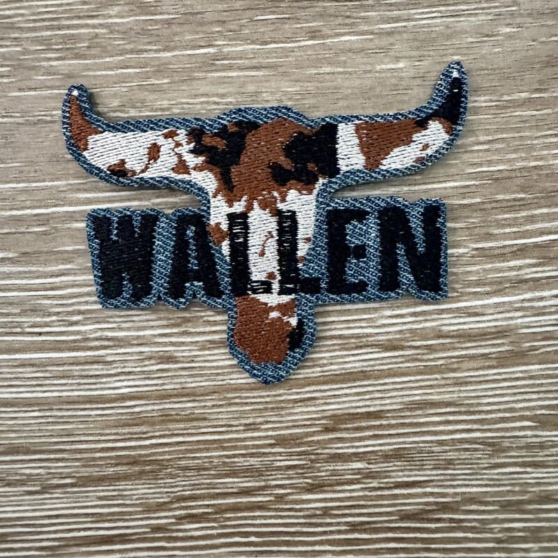 On A Whim Hats Country Star Longhorn Skull Iron-On Patch