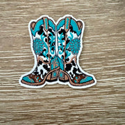 On A Whim Hats Cow Print Cowgirl Boots Iron-On Patch