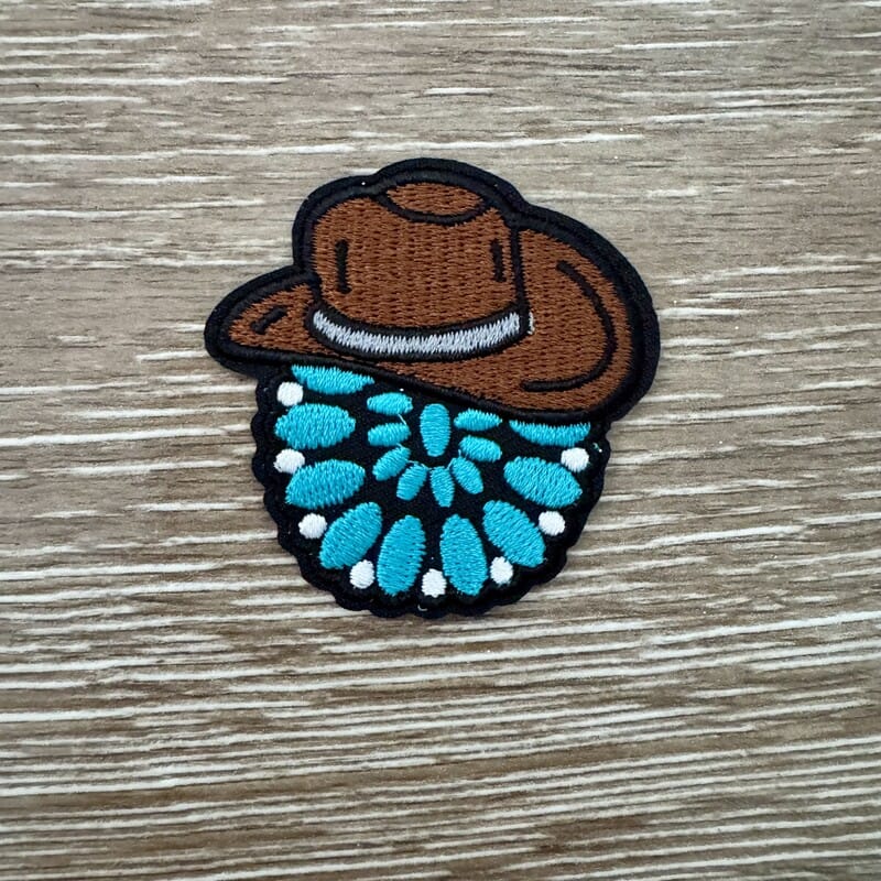 On A Whim Hats Cowboy Hat and Turquoise Necklace Iron-On Patch