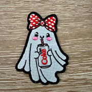 On A Whim Hats Cute Ghost with Soda Can Iron-On Patch