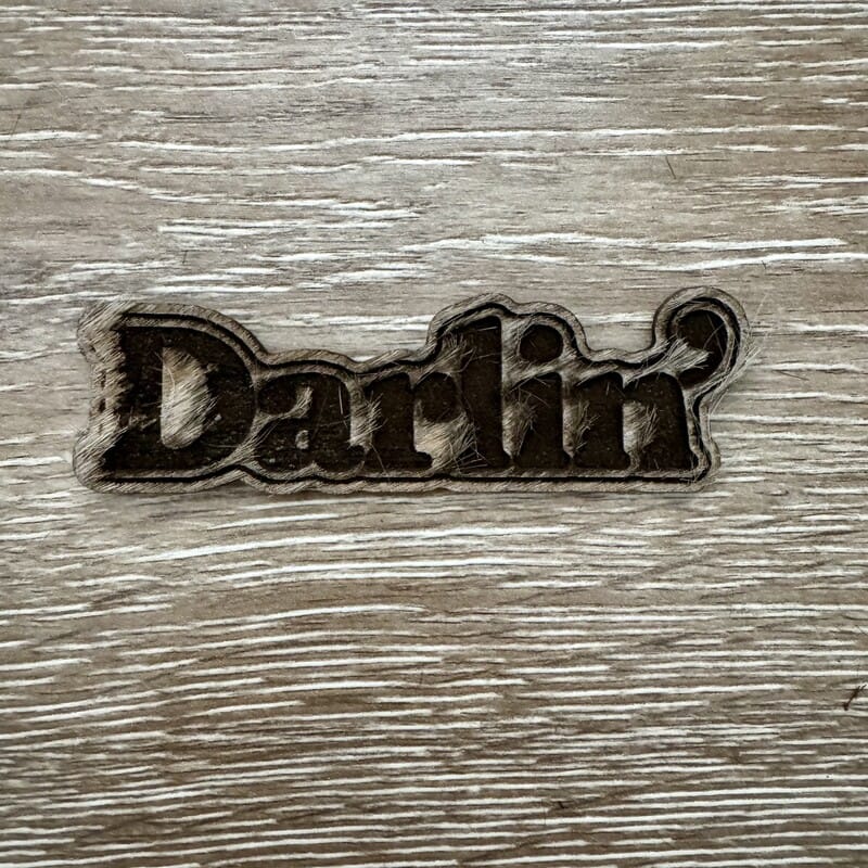 On A Whim Hats Darlin' Wood-Tone Iron-On Patch