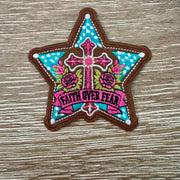 On A Whim Hats Faith Over Fear Star Iron-On Patch
