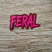 On A Whim Hats Feral Maroon Brush Script Iron-On Patch