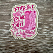 On A Whim Hats Find Out Who You Are Cowgirl Boots Iron-On Patch