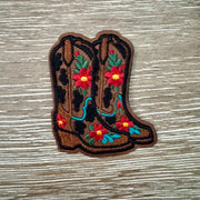 On A Whim Hats Floral Cowboy Boots Iron-On Patch